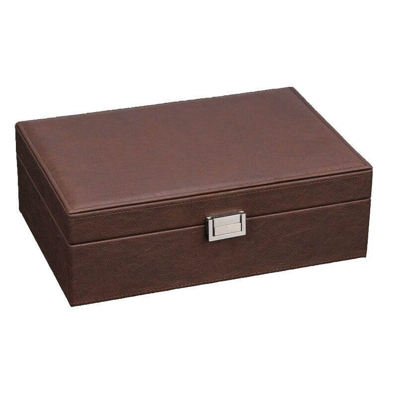 Boîte à Montre Luxe en Simili Cuir Marron - 10 Emplacements