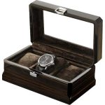 Boîte à Montres Vintage en Bois Foncé - 3 Emplacements - Qualité Premium