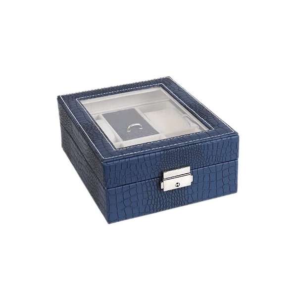 Coffret Montre Cuir Croco 4 Slots - Luxe & Élégance