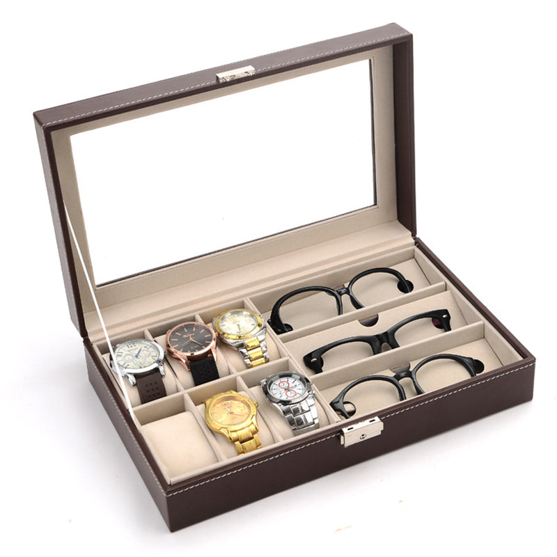 Coffret de Rangement Luxueux pour Montre et Lunettes - 2 Emplacements