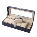 Coffret à Montre Crocodile Noir – 6 Emplacements, Qualité Premium