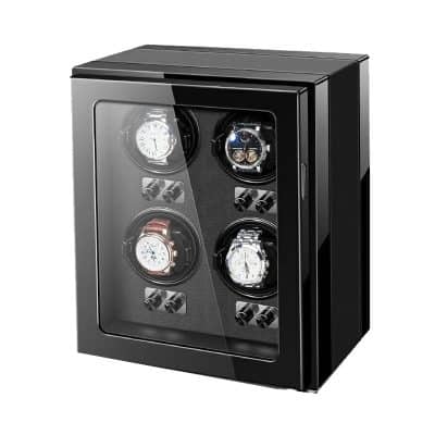 Remontoir à Montre Piano Black – 4 Fentes 💻 Qualité Supérieure