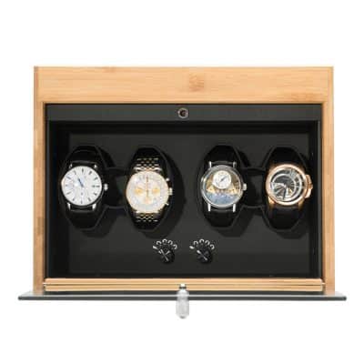 Remontoir à Montre en Bois Massif – 4 Fentes – Préservez Votre Montre avec Élégance.