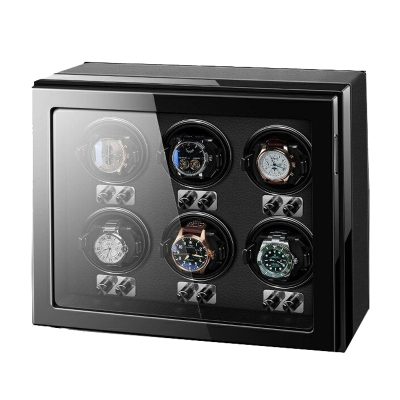 Remontoir à Montre Piano Black – 6 Fentes, Qualité Premium
