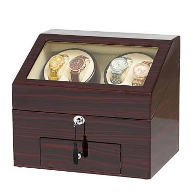Remontoir à Montre en Bois Rouge – 4+9 Fentes, Élégance & Qualité Assurées
