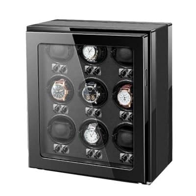 Remontoir à Montre Piano Black – 9 Fentes – Qualité Supérieure 🔝